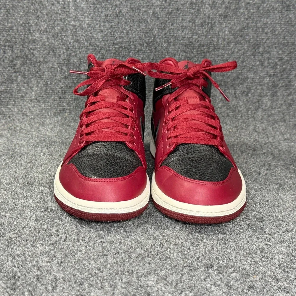 Jordan 1 Retro Mid Shoes Men's 8 Team Red Black Athletic Basketball Sneakers